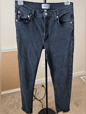 AGOLDE Toni Mid Rise Straight Black Jeans
